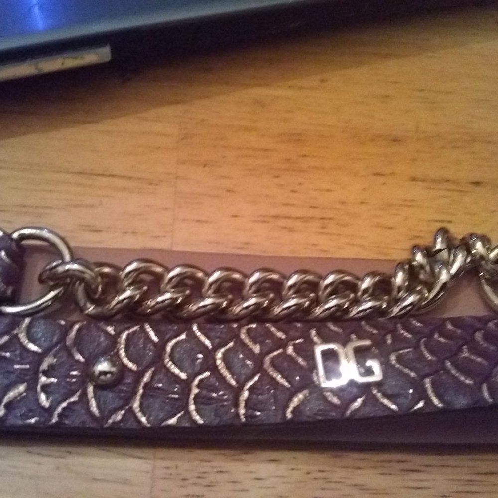 Dolce & Gabbana leather brown belt crocodile belt brass buckle SZ 38 made italy - Picture 3 of 12